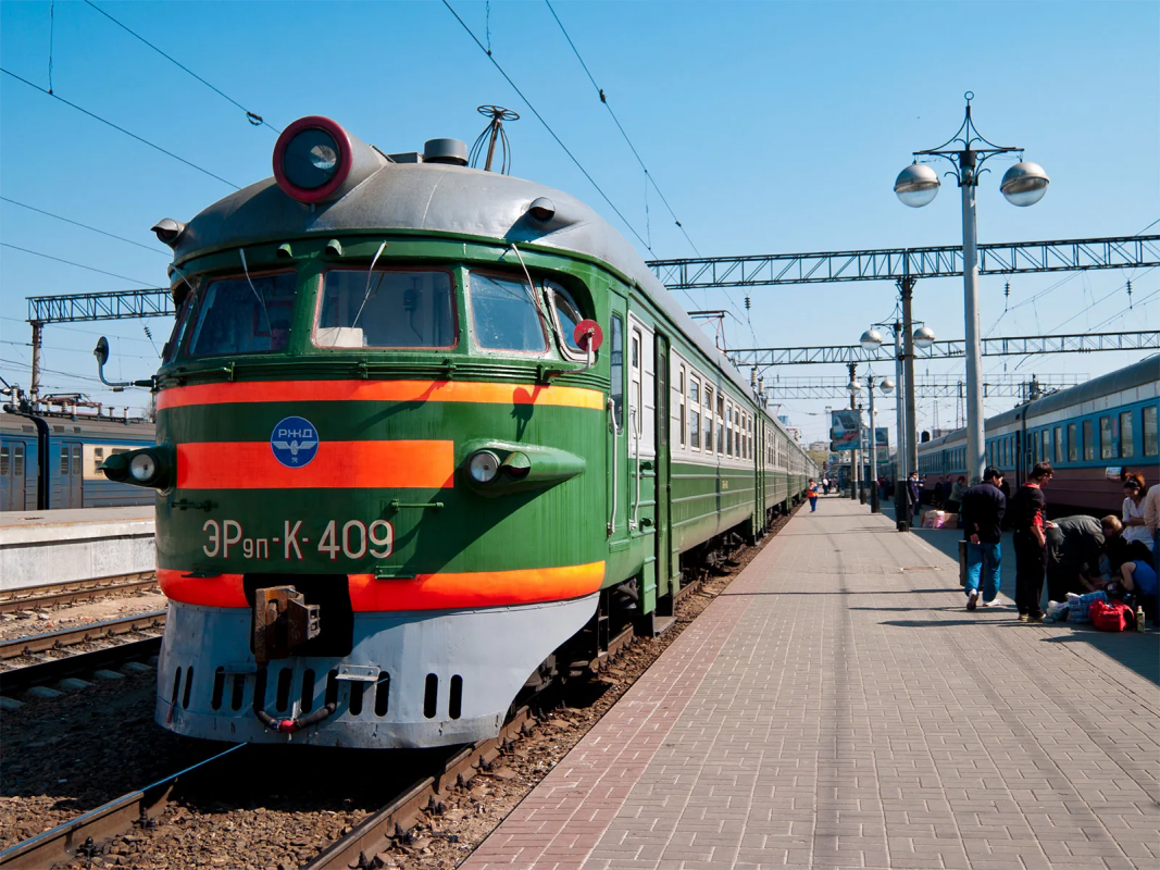 Train on Trans-Siberian Railway station