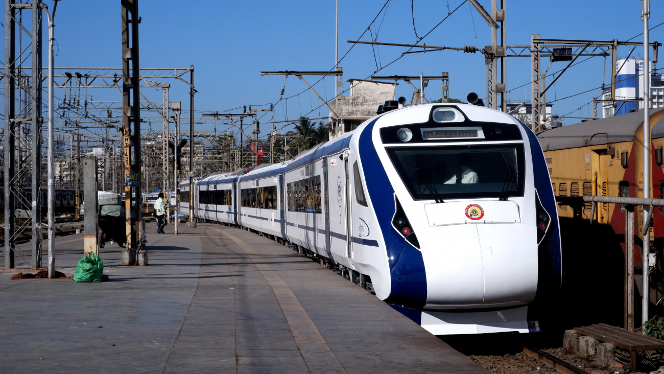 Train on the railway station